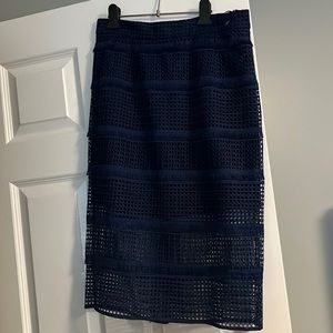 Textured navy skirt bought at Anthropologie